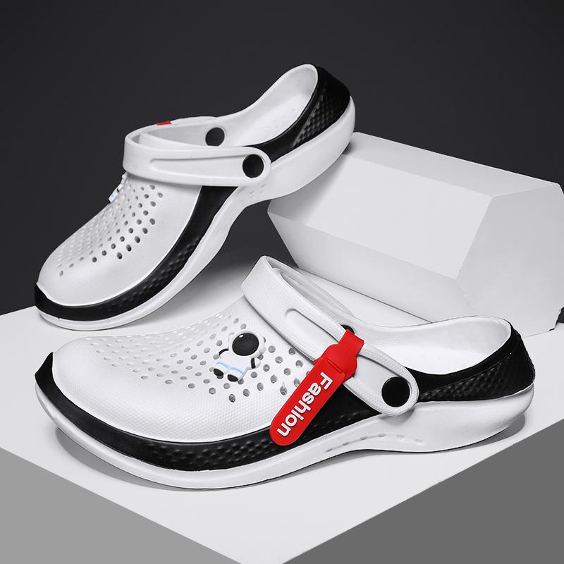 Сандалии для мужчин, черные дышащие домашние тапочки, модные повседневные тапочки для сада, тапочки, обувь для пар, женские сандалии