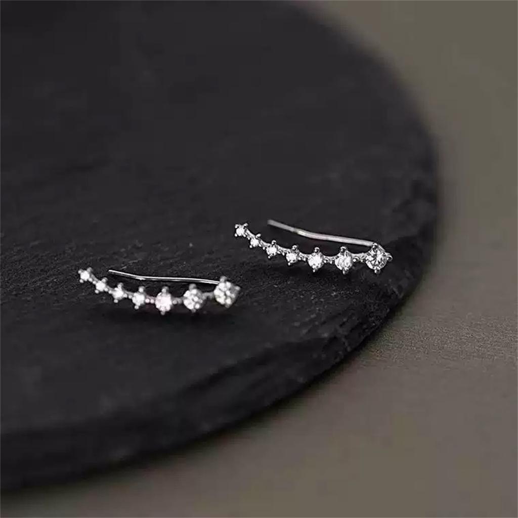 Vewant High Quality Boucles D'oreilles Piercing Rhodium Plated Classic Sparkling Piercing Ear Crawlers Climber Earrings Woman