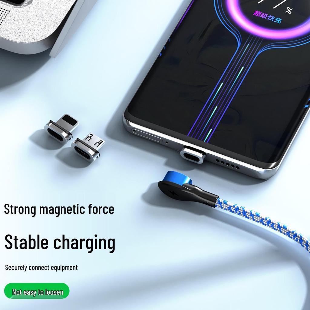 Магнитный кабель для зарядки 3-в-1 с угловым разъемом для Apple, Type-C, Android-телефонов