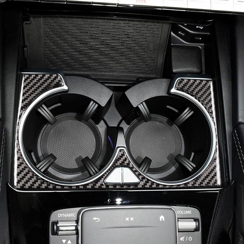 For Mercedes Benz GLE W167 Accessories -2024 Center Cup Holder Decal Trim Real Carbon Fiber Cover Stickers Car Interior