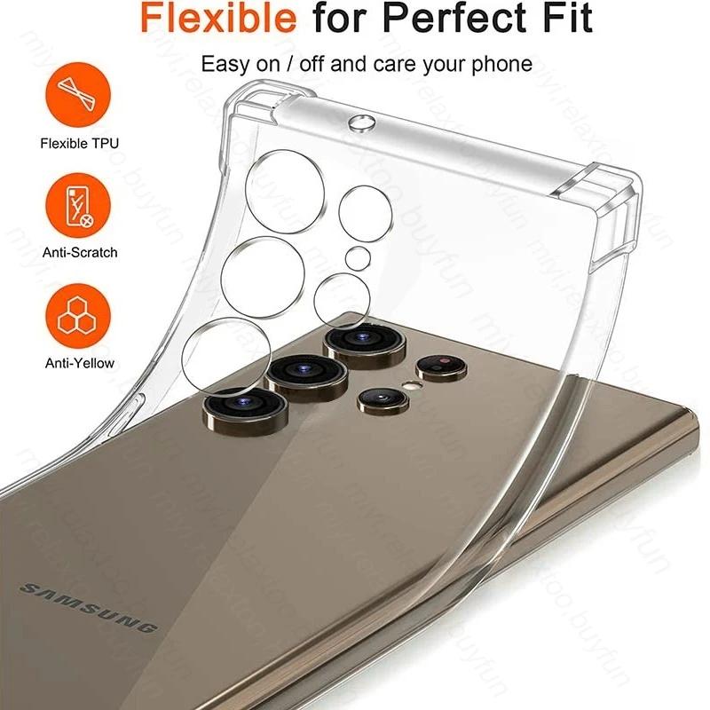 Прозрачный кристалл TPU мягкий задний чехол для Samsung Galaxy S25 Edge S24 S23 Ultra S21 S20 Plus Fe Nete 20 прозрачный противоударный чехол