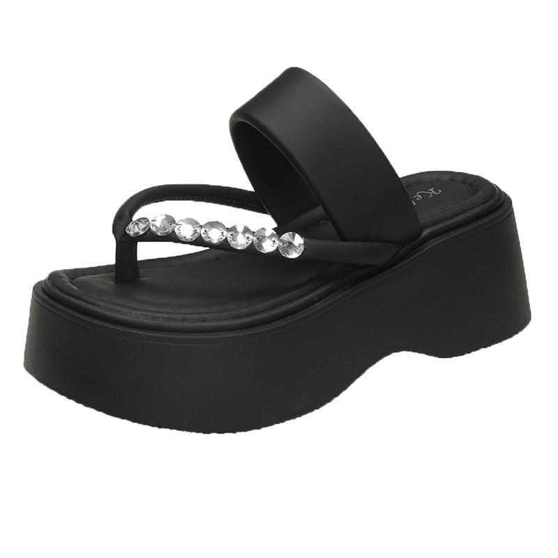 Летние женские туфли на толстом каблуке с застежкой-клипсой, модные элегантные туфли на платформе, босоножки-гладиаторы, пляжные шлепанцы