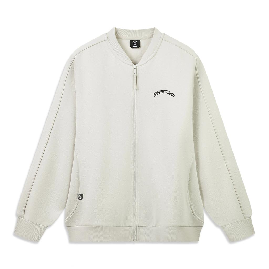 Men's Li-Ning Basketball Collection Sweatshirts Men's White Birch Gray Baseball Collar Moderate