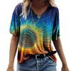 Летняя женская свободная 3D футболка с V-образным вырезом и коротким рукавом с цветочным принтом