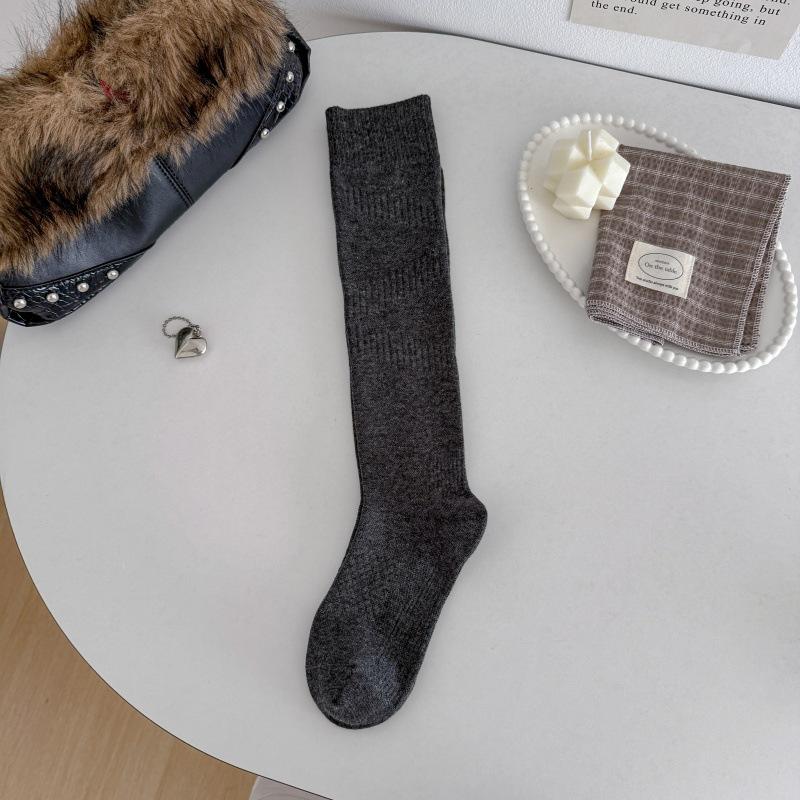 Sock Children's Calf Socks Slimming and Knee-length Cotton Stockings Pure Color Long Tube Pile-up Stockings