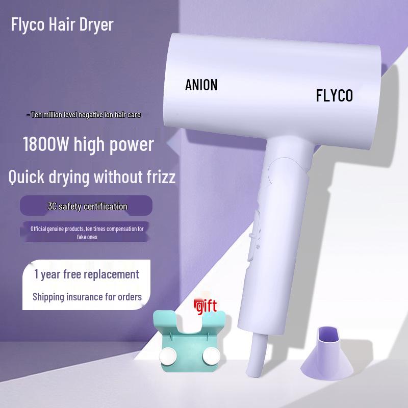 Flyco Мощный складной фен с отрицательными ионами для быстрой сушки без повреждений