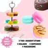 Kids Play Food Set, 3-Tier Dessert Stand Cupcakes Macarons, 44PCS Assorted Colors, Afternoon Tea Role Play Toy