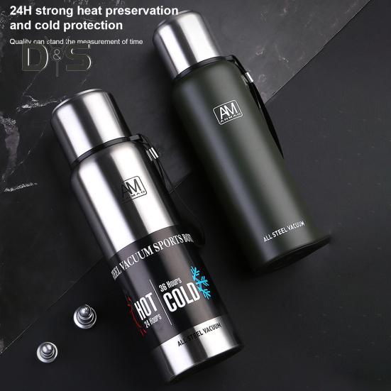 500/750/1000/1500 мл термокружка с нескользящим дном, портативная спортивная изолированная прямая чашка с широким горлышком