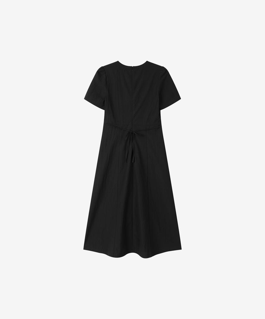 Basica Soft Wrap Cotton Dress (Black)