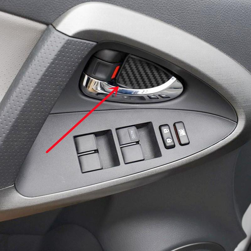Carbon Fiber Car Inner Door Bowl Windows Control Panel Cover Trim Decal Stickers For Toyota RAV4 06-13 Car Interior