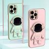Phone Protective Case Cartoon Electroplated Camera Foldable Shockproof Wear-resistant Astronaut Protector Multifunctional Phone Mobile Cover with