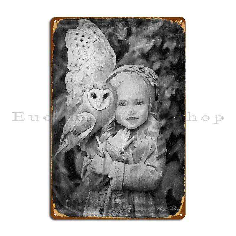 Girl With Owl Metal Sign Garage Bar Pub Plates Party Customize Tin Sign Poster
