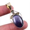Natural Iolite Gemstone 925 Solid Sterling Silver Two Tone Pendant 1.75" Y5B59
