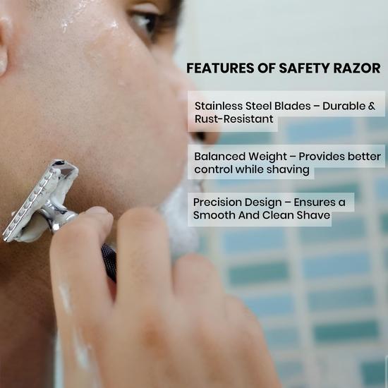 Мужская бритва Pink Woolf с двойным лезвием, безопасная бритва с открытым гребнем OC70, ручка с ромбовидной насечкой для влажного бритья и действительно гладкого бритья, упаковка 1 шт. (ЧЕРНЫЙ)