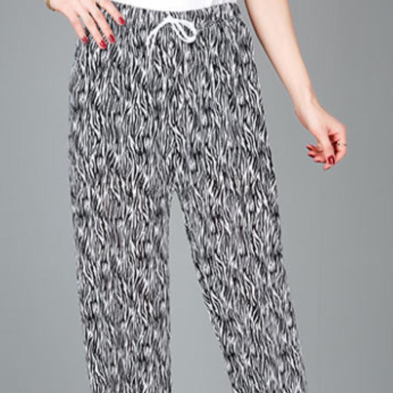 Укороченные брюки, женские летние брюки с тонкой эластичной резинкой на талии, большие размеры, брюки для среднего и пожилого возраста, шаровары
