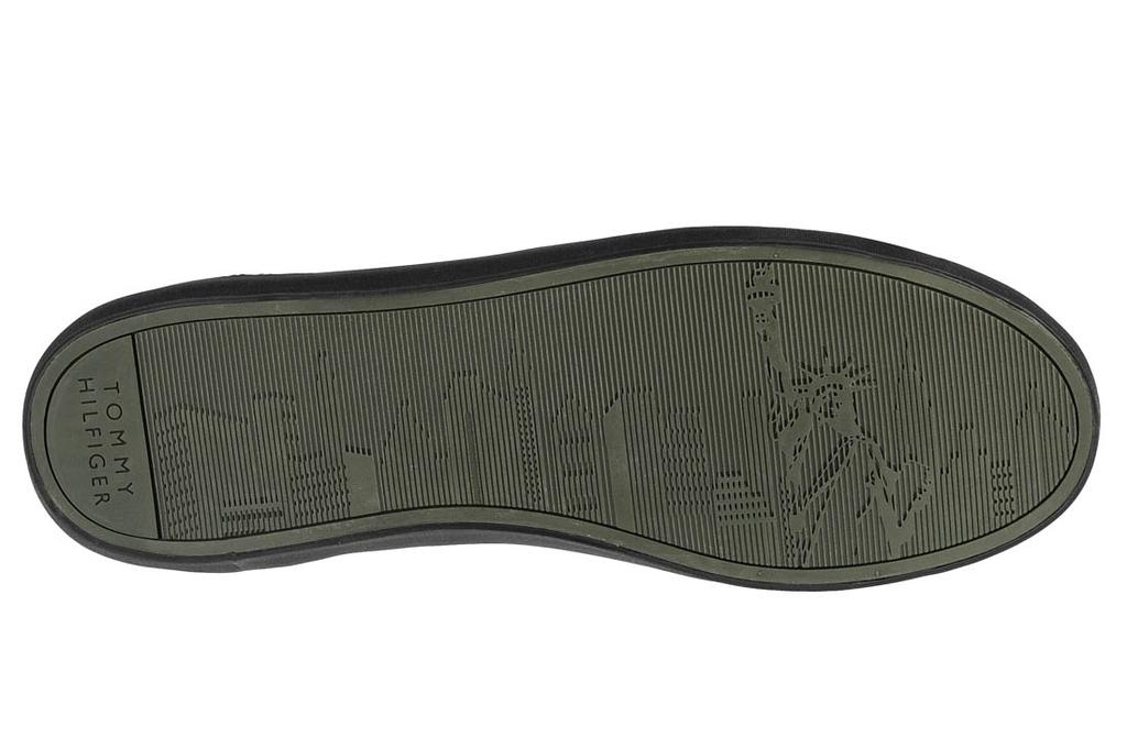 Tommy Hilfiger Essential Leather Vulc Stripes, Mens Black Sneakers