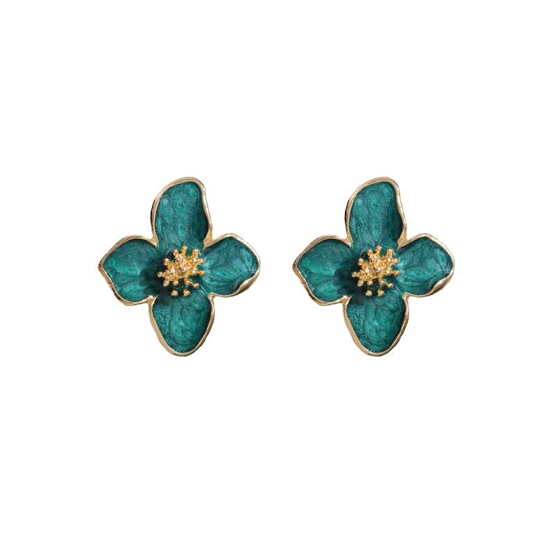 New In Enamel Flower Stud Earrings for Women Irregular Glaze Korean Fashion Floral Small Earrings Trendy New Jewelry