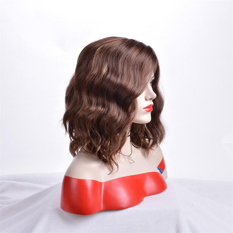 Synthetic Short Brown Curly Wigs for Women Pretty Sweet Hairstyle Mother Wig with Bangs Daily Cosplay Party Casual Hair