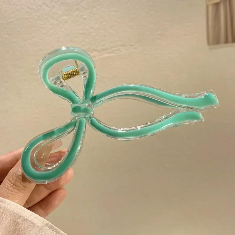 Градиентный темпераментный коготь для волос для женщин, женская заколка-акула, милый бант, зажим для волос на затылке, корейские аксессуары для укладки