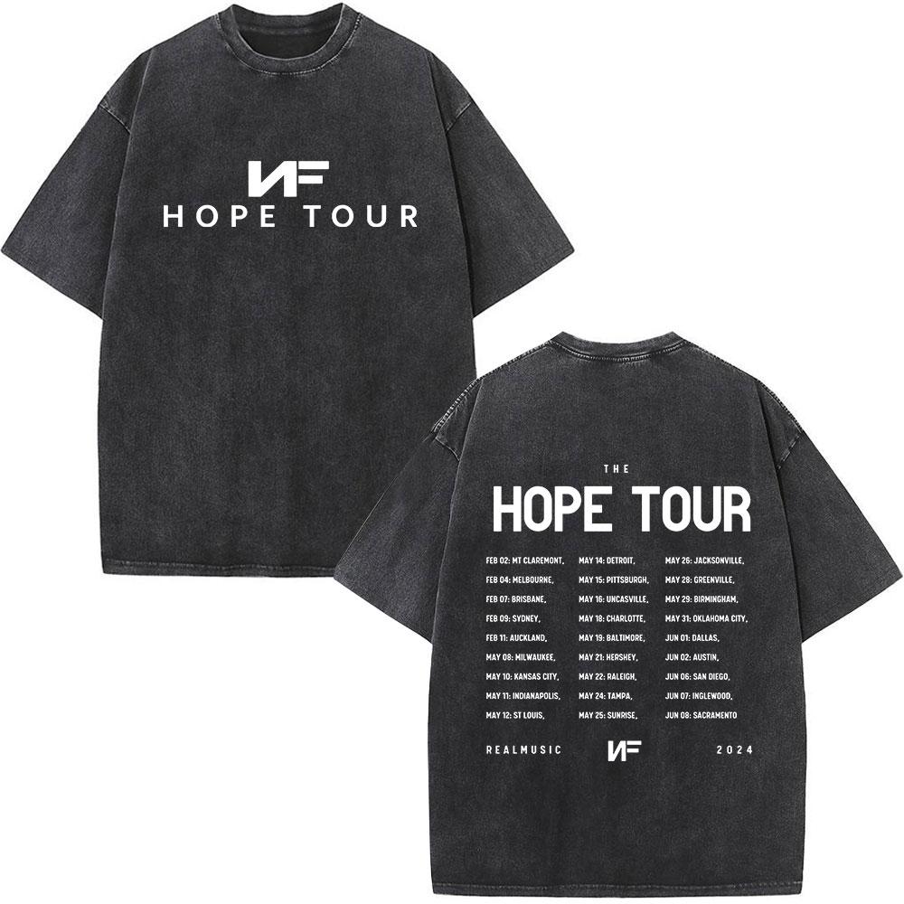 Футболка Rapper Nf Hope Tour Мужская Модная Хип-Хоп Винтажная Стиранная С Коротким Рукавом Хлопковая Повседневная Свободная Футболка Подарок для Фанатов