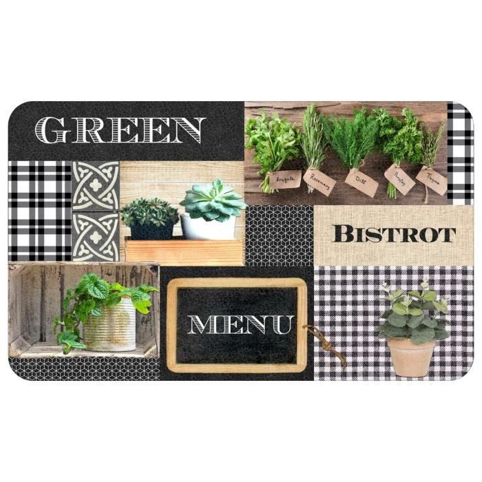 Tapis - Green - Bistrot Menu - 45x75 cm - Mousse PVC - Anti-dérapant