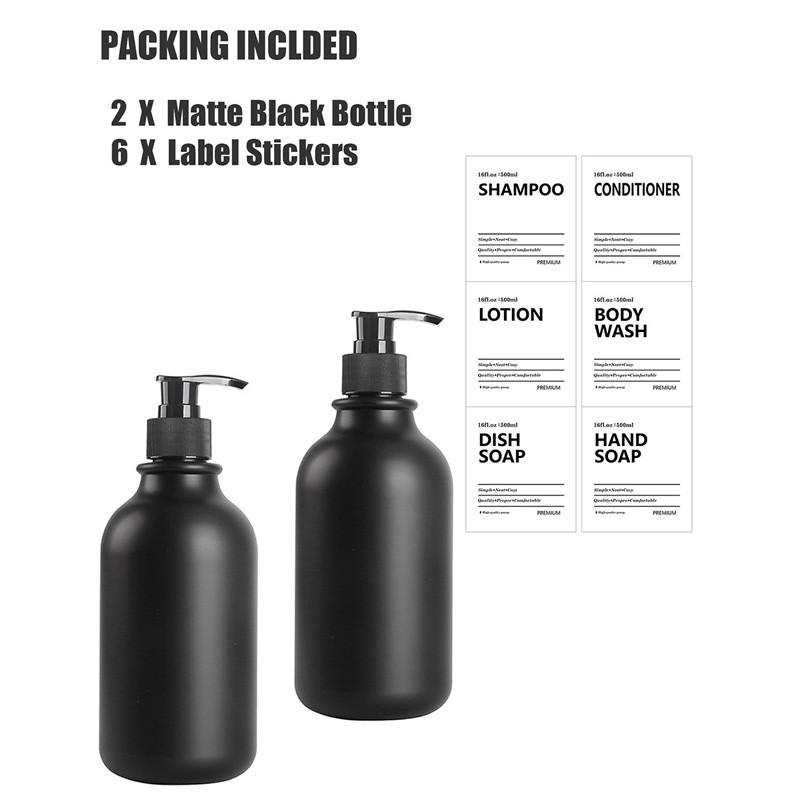 500 мл матовый черный флакон лосьона многоразового использования шампунь кондиционер гель для тела контейнер с этикеткой/стойка/поднос для ванной кухни