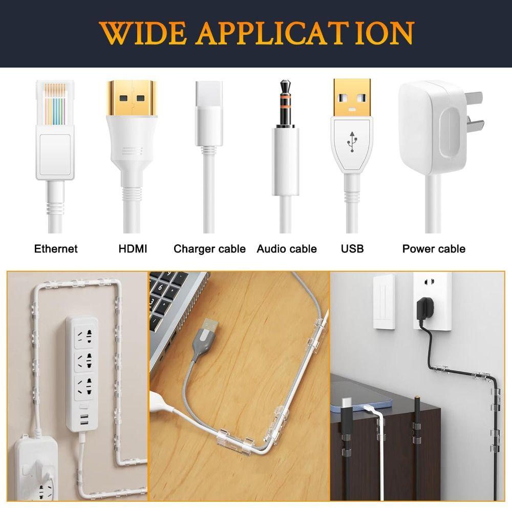Plastic Material Cable Management Clips Self Adhesive Cord Holder Desktop Cable Arrangement
