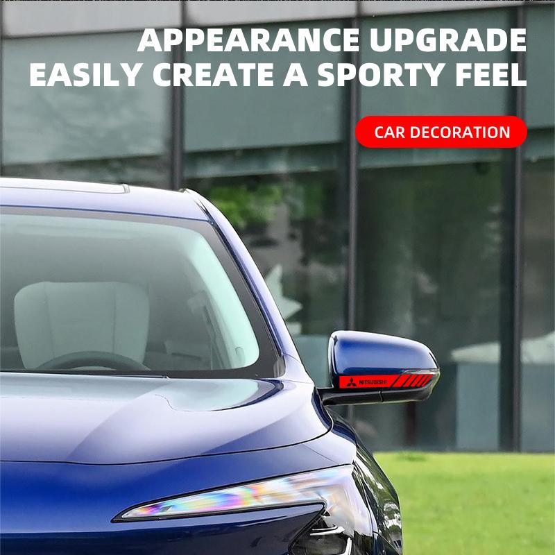 2pcs Car PVC Stripe Racing Strips Rear View Mirror Stickers For Mitsubishi Mirage G4 DV5