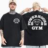 2024 Футболка с принтом Powerhouse Gym Мужская Женская для бега Бодибилдинга Оверсайз с коротким рукавом Летние Хлопковые Футболки Одежда Топы