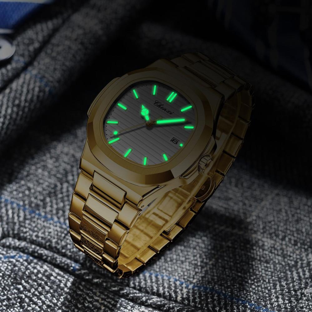 Уникальные черные часы для мужчин, модные классические кварцевые наручные часы, роскошные водонепроницаемые мужские часы с ремешком из нержавеющей стали от лучшего бренда