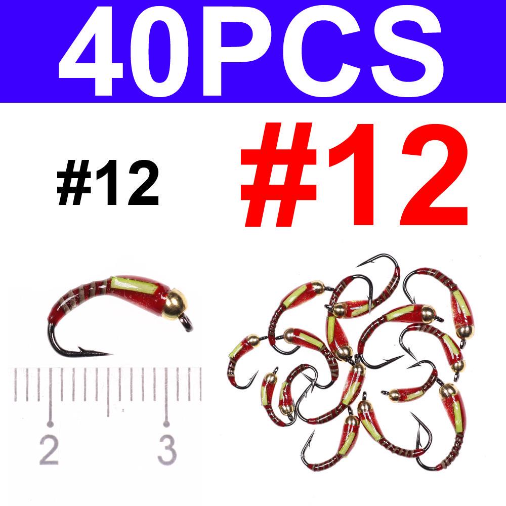 40 шт. латунная голова павлина Herl Buzzer Fly Ice Fishing приманка для ловли нахлыстом нимфа личинка для форели, окуня, синежабрной рыбалки