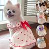 Платье для питомца с принтом сердечек, без рукавов, с оборками, украшенное бантом, дышащее, весна-лето, маленькое, среднее, одежда для собак, кошек, наряд, одежда, товары для питомцев