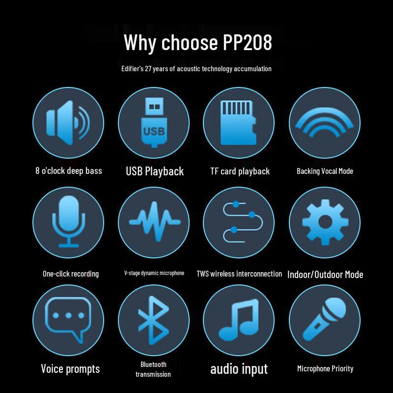 Edifier PP208 8-inch Portable Bluetooth Trolley Speaker