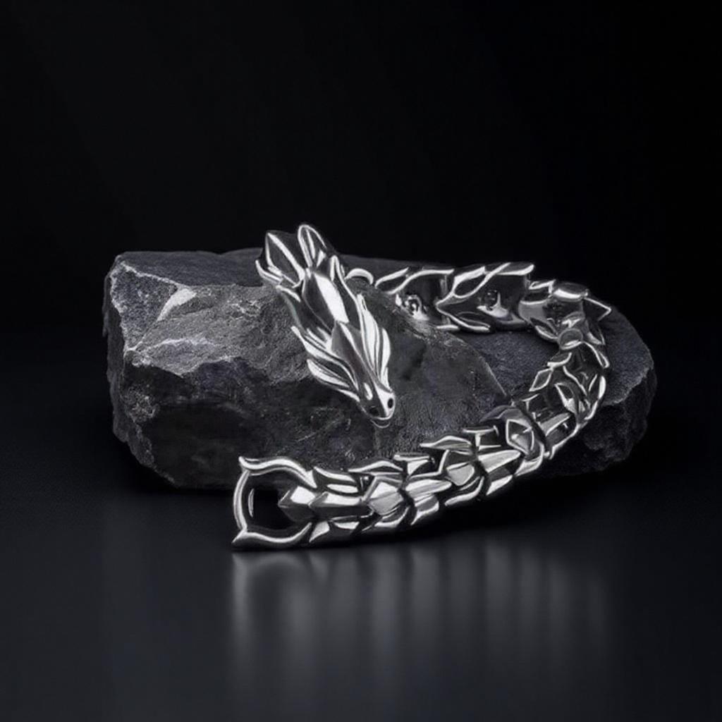 Mens Dragon Bracelet Curb Chain Gothic Biker Link Cuff Wristband 1PC Men's Accessories Gift for Him