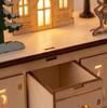 Light Up Wooden Christmas Village Advent Calendar with 24 Fillable Drawers LED Tabletop Countdown Calendar Reusable Holiday Decor for Family Christma