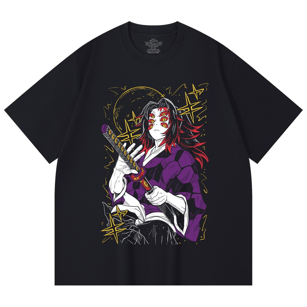 230 Gsm 100% Cotton Demon Slayer V35 Kokushibo Print Unisex Heavy Cotton T Shirt