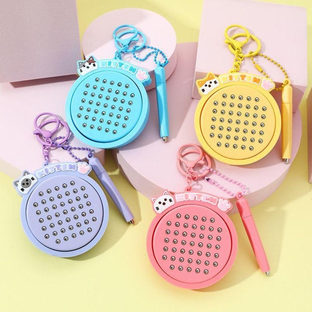 DIY Magnetic Drawing Board Keyring Kitten Cartoon Cat Pendant Mini Funny Keychain  Party Toy