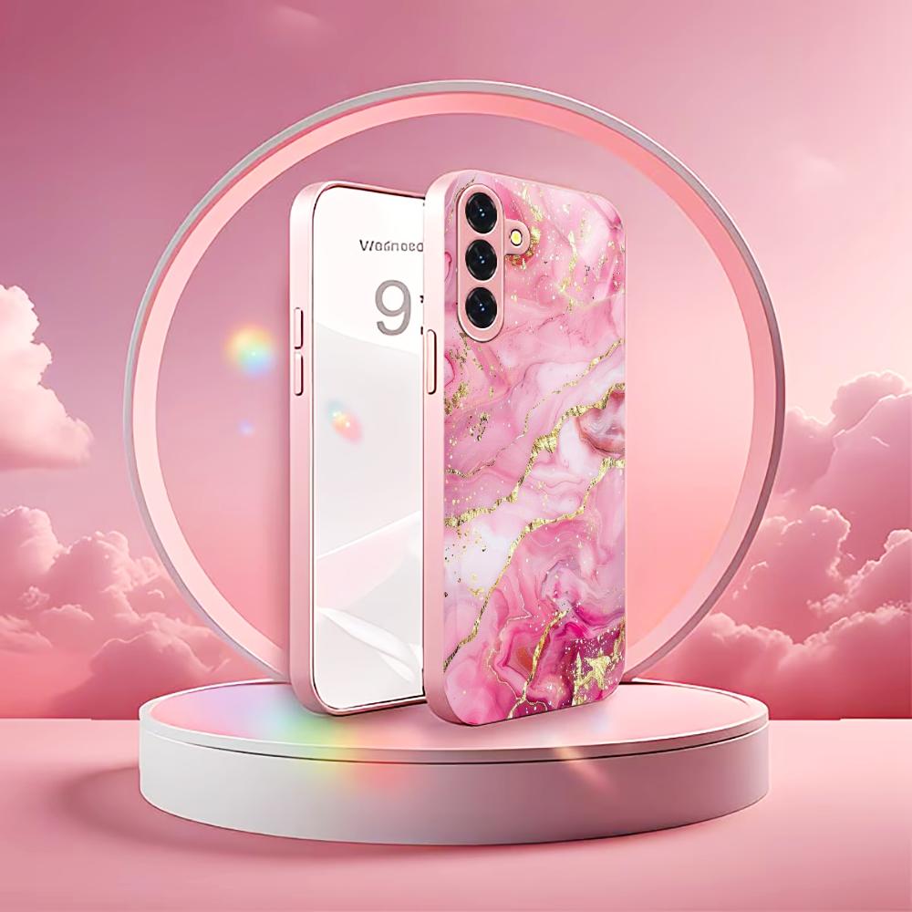 Текстура розового золота Мадам пинк Стекло Чехол для телефона для Samsung Galaxy S26 S25 S24 S23 S22 S21 FE Ultra Plus Ударопрочный Женский