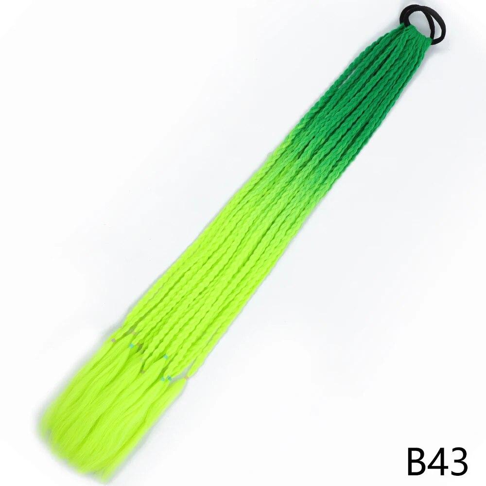 MISS WIG Синтетический градиент цвета, грязный плетеный хвост, 65 см, эластичная резинка, плетение, конский хвост, наращивание волос для женщин и девочек