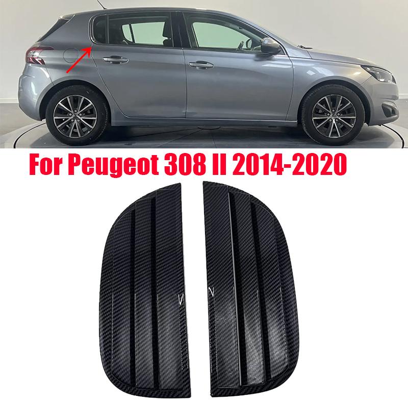 Для Peugeot 308 II 2020 2019 2018 2017 2016 2015 2014 Декоративная рамка-жалюзи треугольного типа для заднего окна, цвет - глянцевый черный