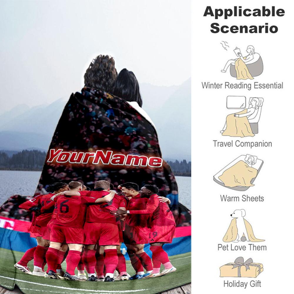 Bayern Munich Customize Your Name Blanket Throw Personalized Blanket Soft Warm Cozy Great for Couch Bed Chair Living Room Four Seasons Universal
