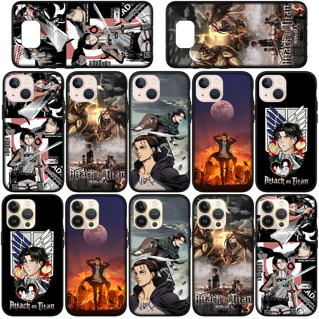 for iPhone 17 16 15 Xiaomi Poco F7 F8 X7 X6 C85 C75 M8 Redmi Note 14 13 12 8 Pro Max 14C 13C A3 A4 Phone Case Cartoon Attack on Titan Eren Jaeger Levi