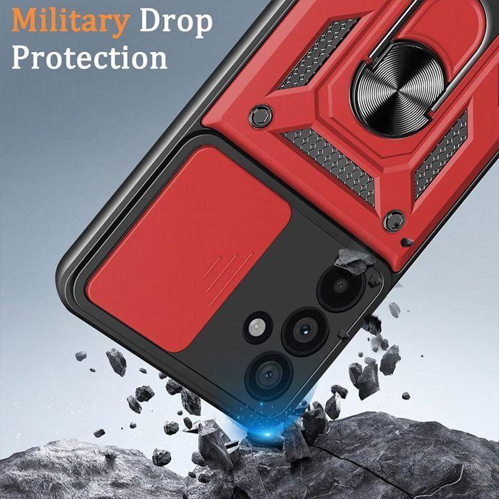 Coque pour Samsung Galaxy S26 - avec Anneau et Protection Caméra - Rouge - 2 Verres Trempés