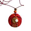 [R7920] - Red 'Cubism' Handmade Necklace - 38 Mm