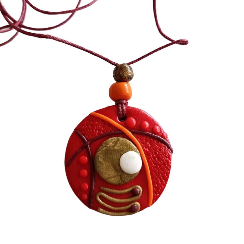 Les Trésors De Lily [R7920] - Red 'Cubism' Handmade Necklace - 38 Mm