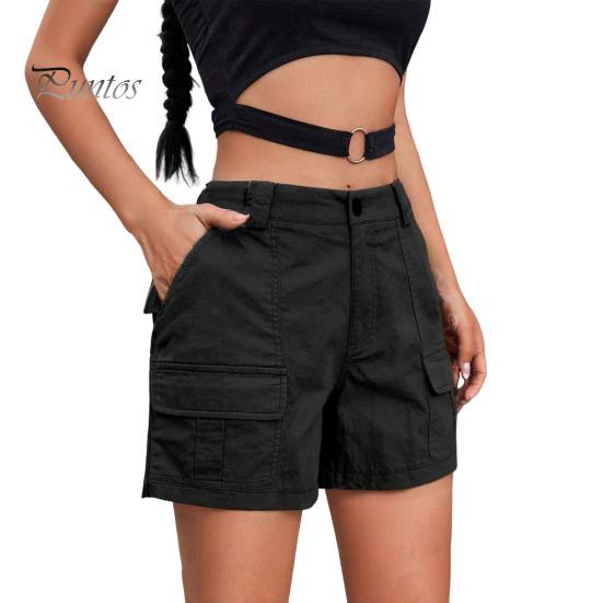 Женские шорты-карго, повседневные шорты-бермуды длиной до колена с карманами, летние мешковатые широкие штанины для походов