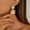 Ingemark Trendy Elegant Gold Color Sunflower Drop Earrings For Women Vintage Charm Engagement Wedding Party Jewelry Accessories