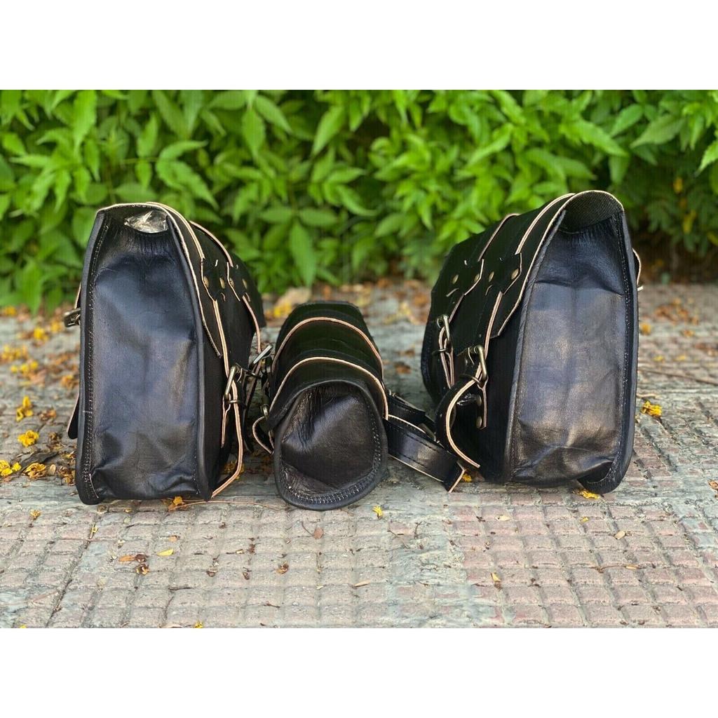 Сумка для инструментов Combo 3, седельная сумка на поворотном рычаге, мотоциклетные кофры из натуральной черной кожи