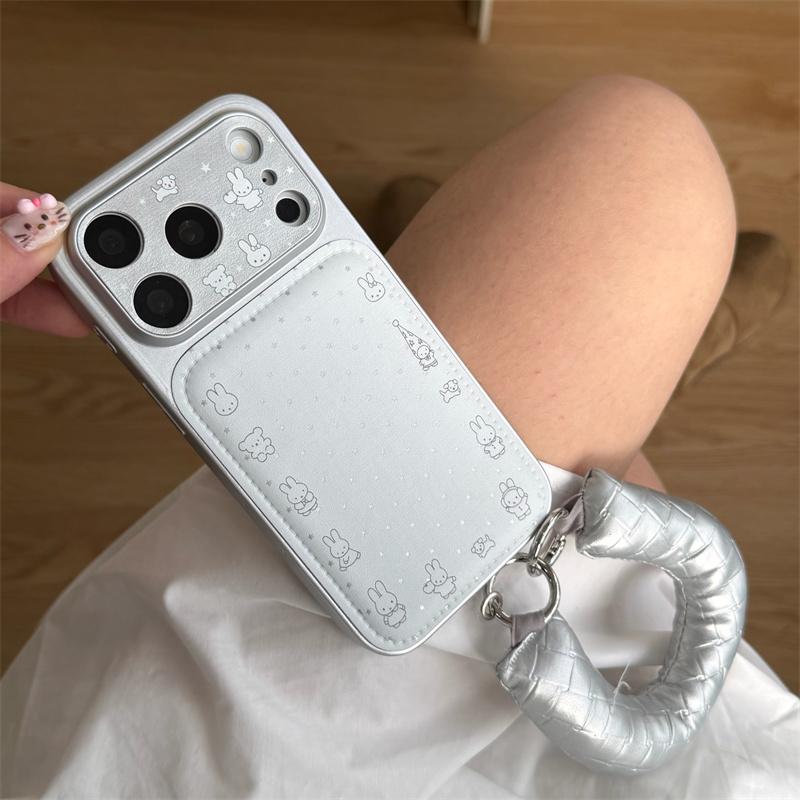 Minimalist Miffy Star Phone Case For iPhone 17 Pro 16 15 14 Pro Max with Leather Sticker & Matching Chain Shockproof 17pro Cove