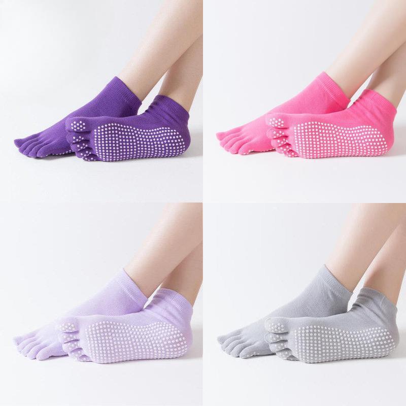 Women Sports Yoga Socks Anti-slip Five Fingers Silicone Non-slip 5 Toe Socks Ballet Gym Fitness Sports Cotton Socks